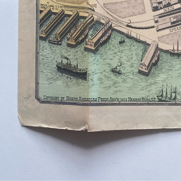 Vintage 1968 North American Press Bird's-Eye View Map of San Francisco CA - Picture 7 of 11